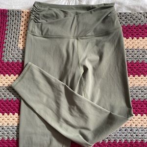 green small cinched in waisted leggings 25"